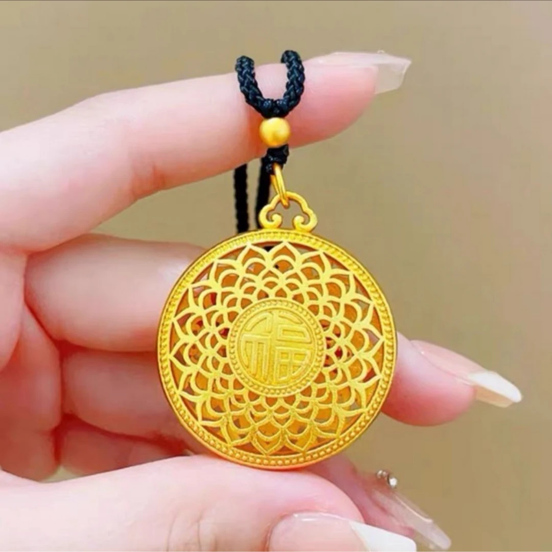 铜合金吊坠 八宝罗盘福字精工版