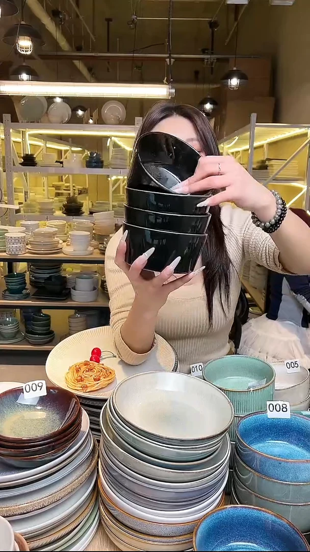 瓷81外贸尾货高温釉下彩陶瓷餐具默认微瑕