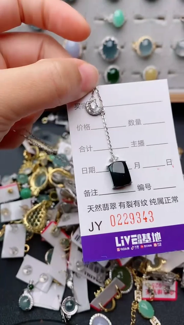 翡翠银S925镶嵌颈饰.