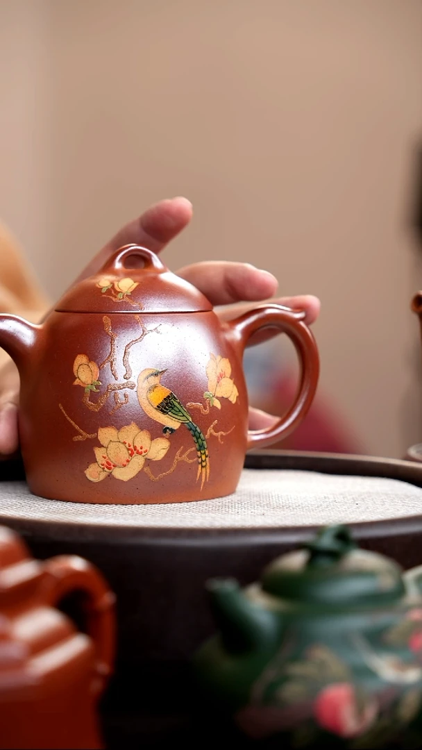 茶壶紫砂柴烧胭脂红大秦权