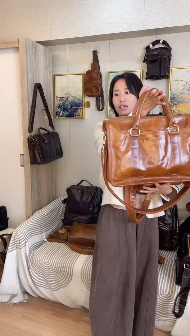 牛皮电脑包棕色