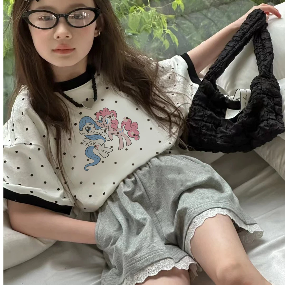 夏季波点短袖小马T恤百搭新款休闲儿童T恤短袖女童男童