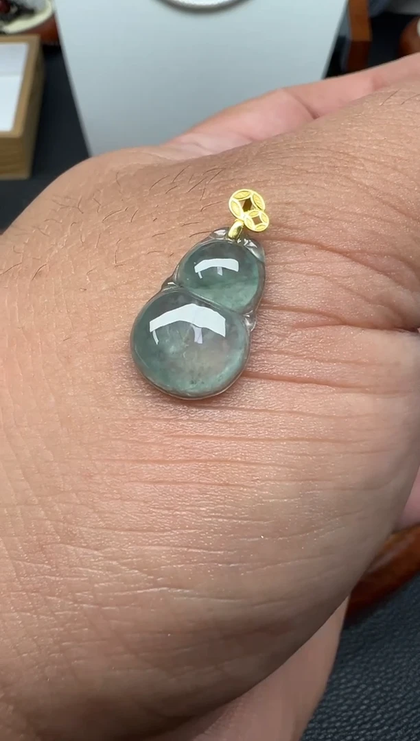 颈饰18K金镶嵌翡翠（12号链接）纯天然A货缅甸翡翠葫芦吊坠