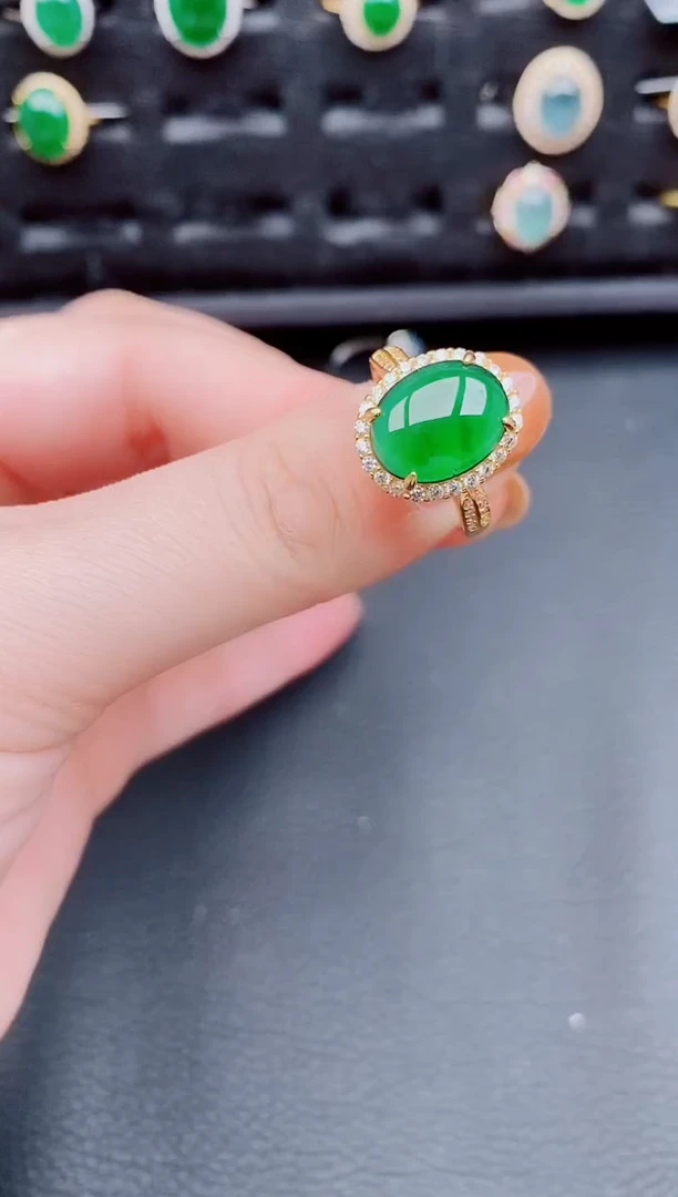 【闪购商品】翡翠戒指银S925镶嵌天然a货翡翠195