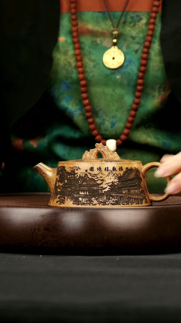 茶壶紫砂12 龙骨金砂刻绘柱础