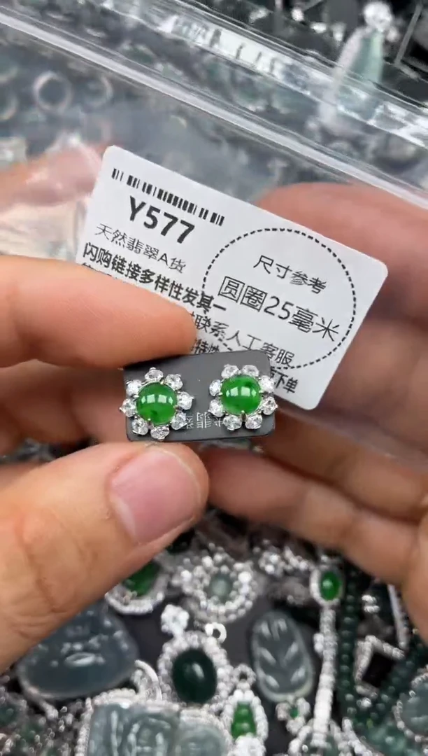颈饰未镶嵌翡翠Y577耳钉