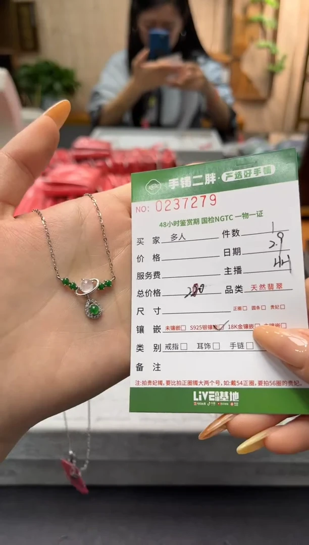 【闪购商品】翡翠项链银S925镶嵌多人