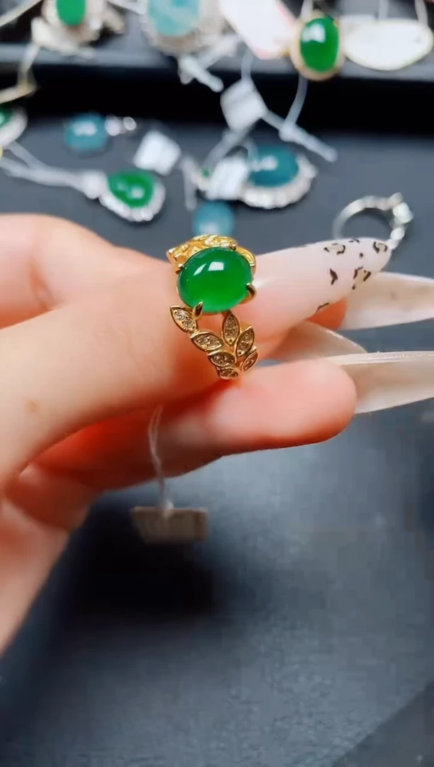 银S925镶嵌戒指翡翠翡翠