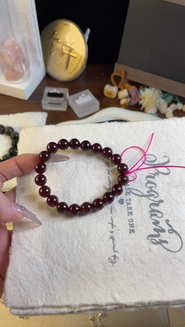 水晶手链未镶嵌橙红石榴石2号 9.5mm