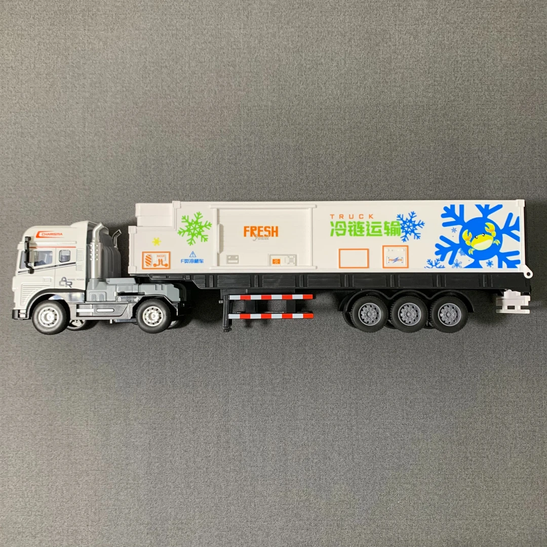 合金加长冷藏货柜车儿童声光玩具车大号仿真冷链集装箱运输车男孩