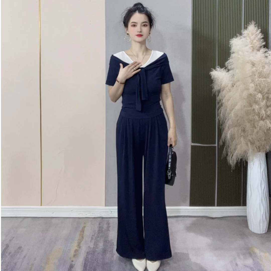 2025夏季小个子高级感减龄时尚显瘦气质拼接通勤套装TBM2502