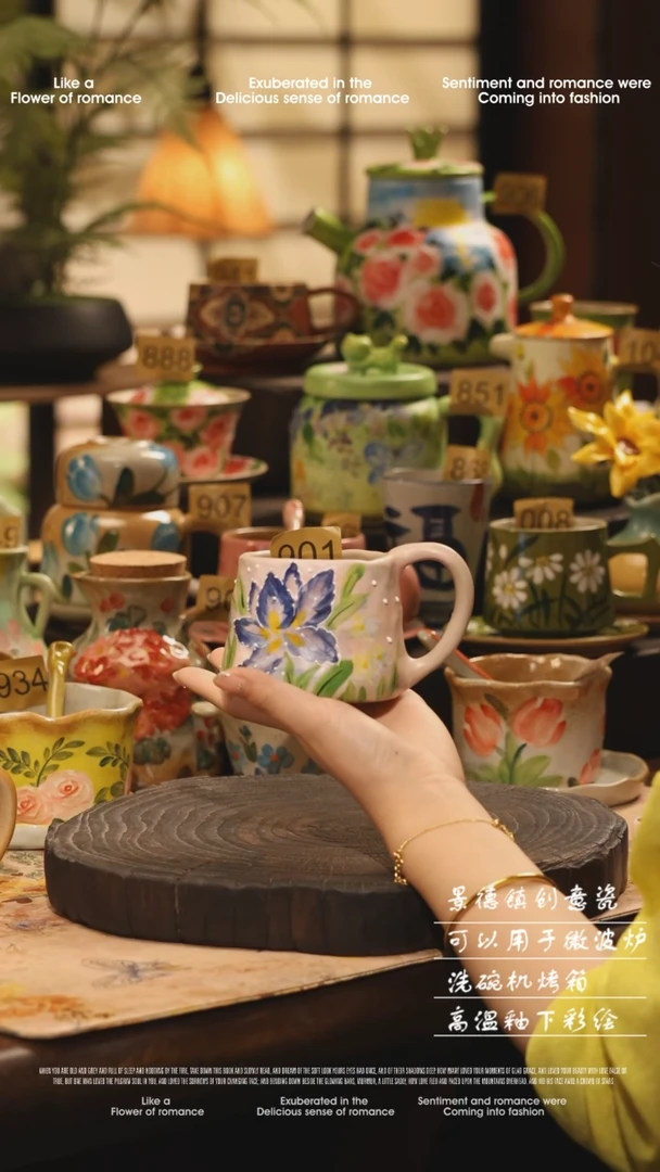 陶瓷景德镇高温手绘釉下彩设计师款式