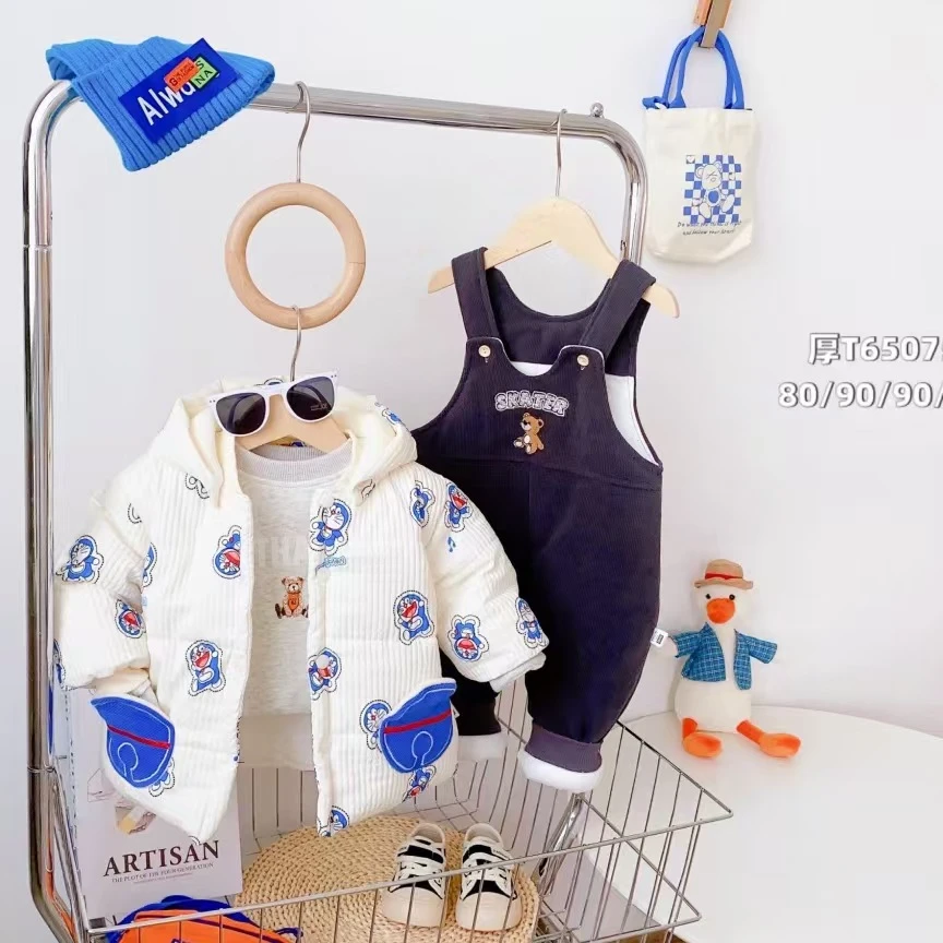 棉棉 厚棉叮当猫背带三件套5075