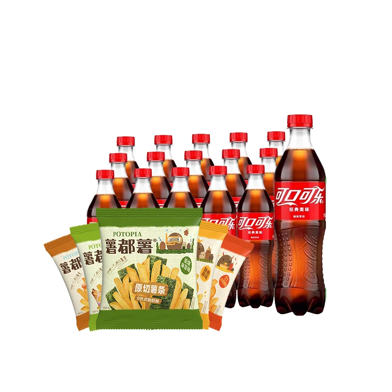 含糖可口可乐汽水500ml*15瓶+薯都薯薯条组合装 新老包装随机发