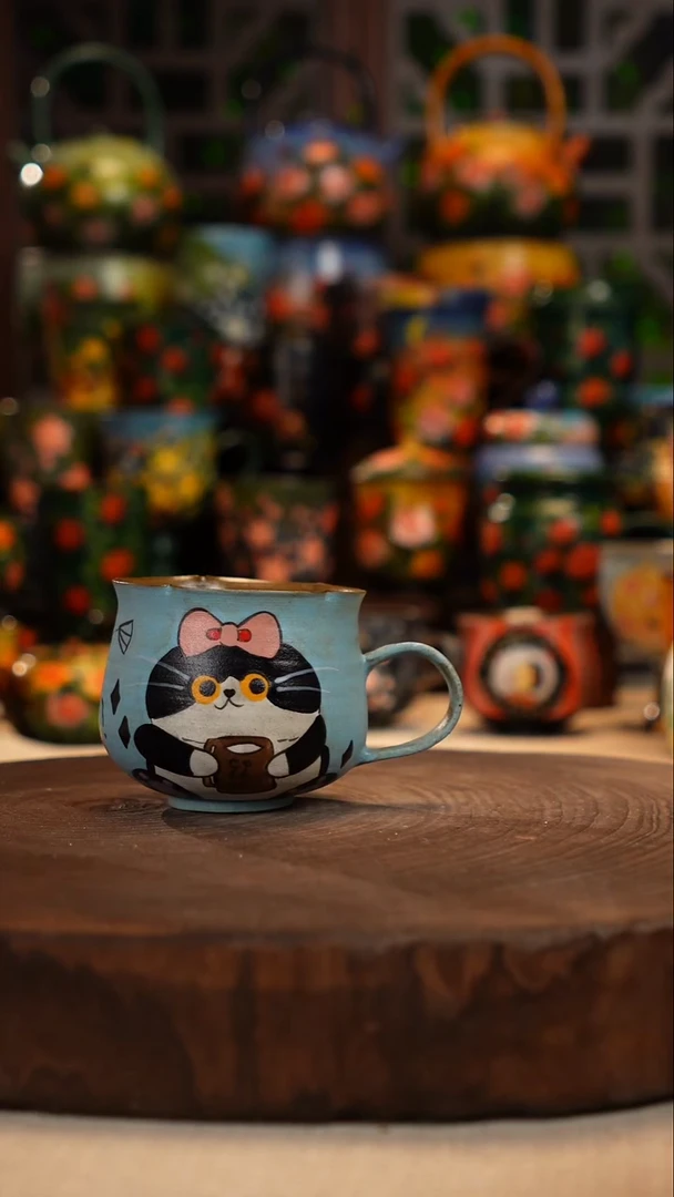 紫砂油画手绘釉下彩