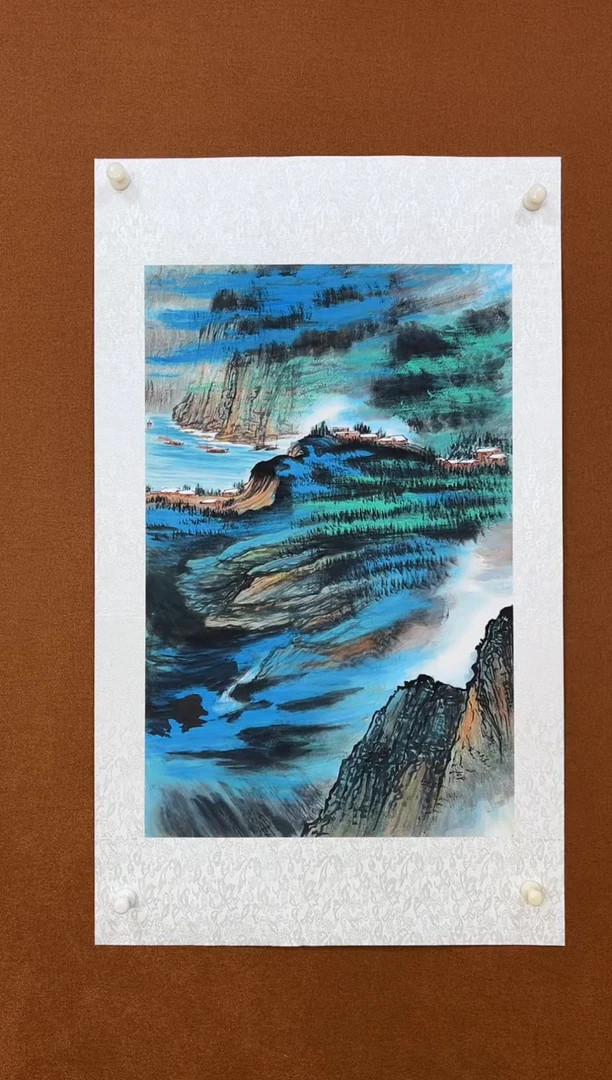 【闪购商品】国画峡江行舟纯手绘无框