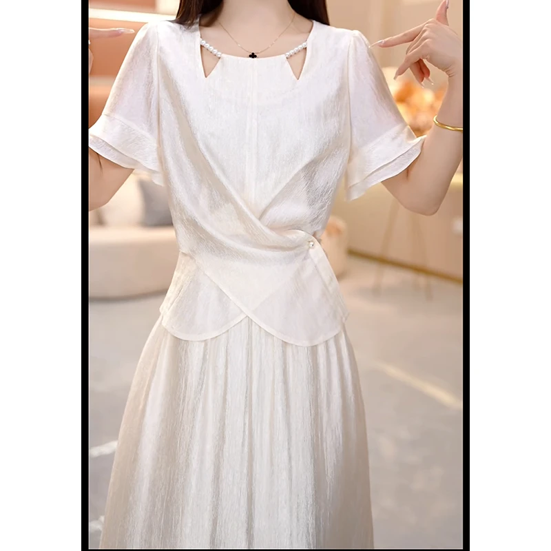 夏季新款2025时尚套装裙两件套时尚优雅减龄洋气显气质高级纯色