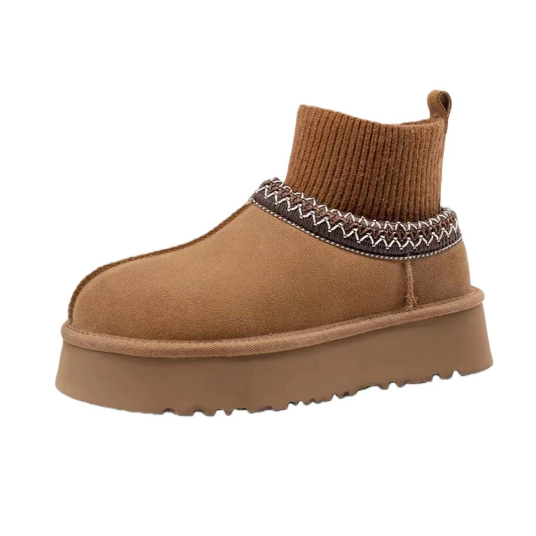 【民族风袜筒】桑坡皮毛一体厚底雪地靴秋冬时尚穿搭流行爆款2