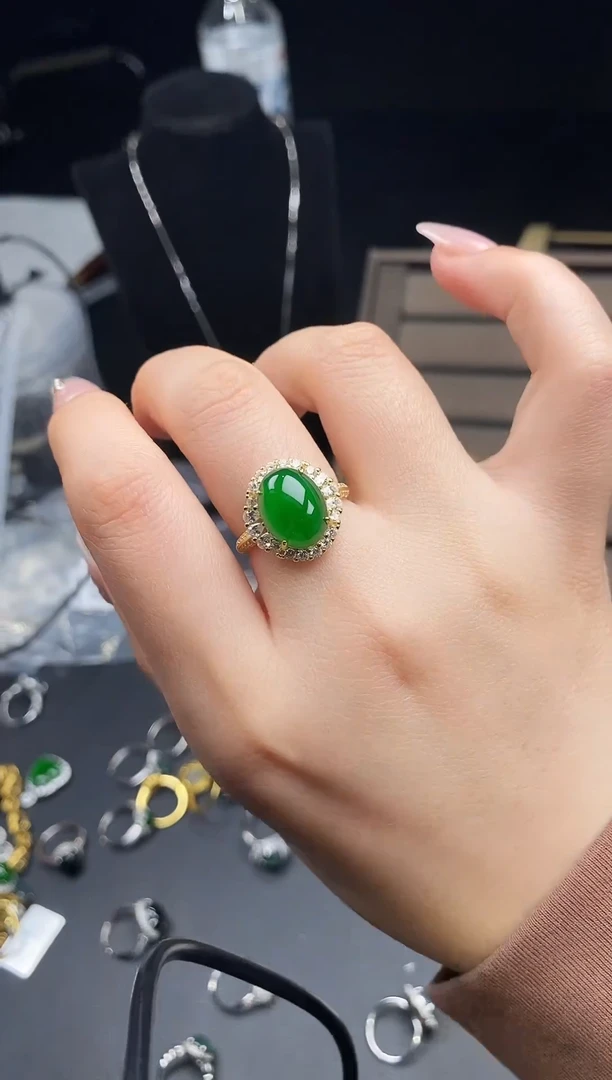 银S925镶嵌戒指翡翠111