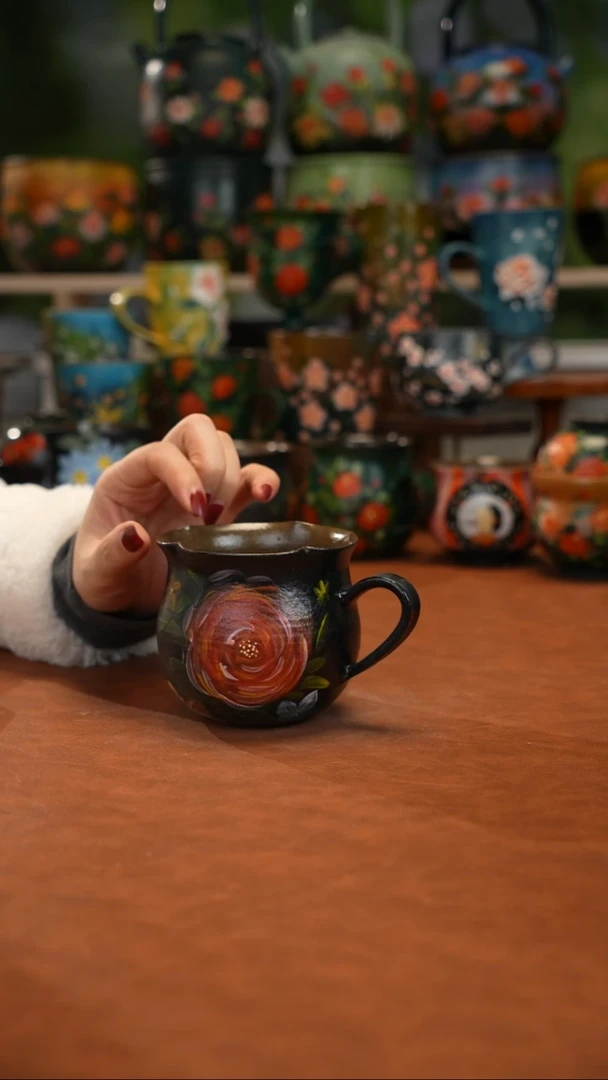 紫砂油画手绘釉下彩