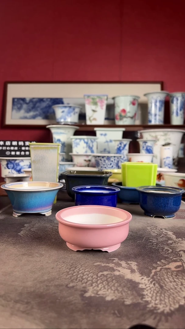 【闪购商品】高温颜色釉盆手工内长8.5 高2.5