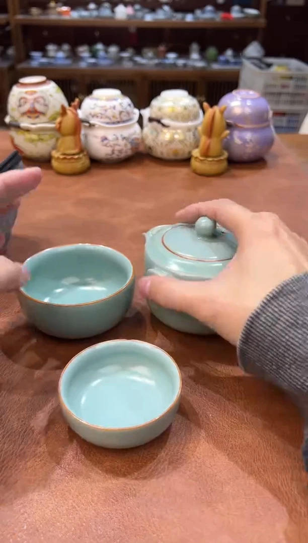 真的很便宜会开片的旅行茶具