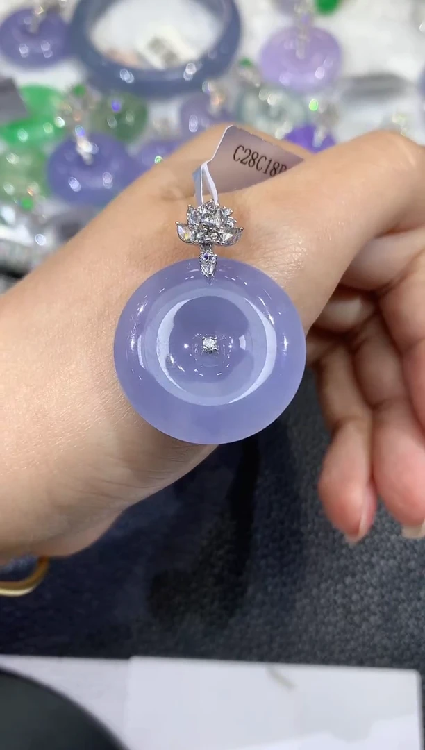 吊坠(不含链)18K金镶嵌翡翠a90