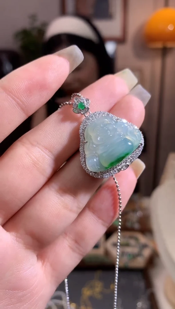 翡翠银S925镶嵌吊坠(不含链)【挽石珠宝】佛公