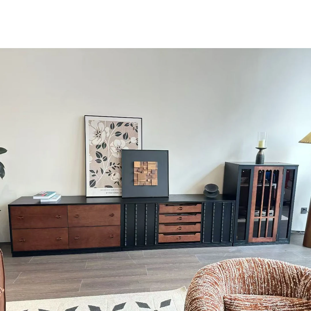 中古之家帕奇法式实木中古风落地电视柜模块柜自由组合客厅储物柜