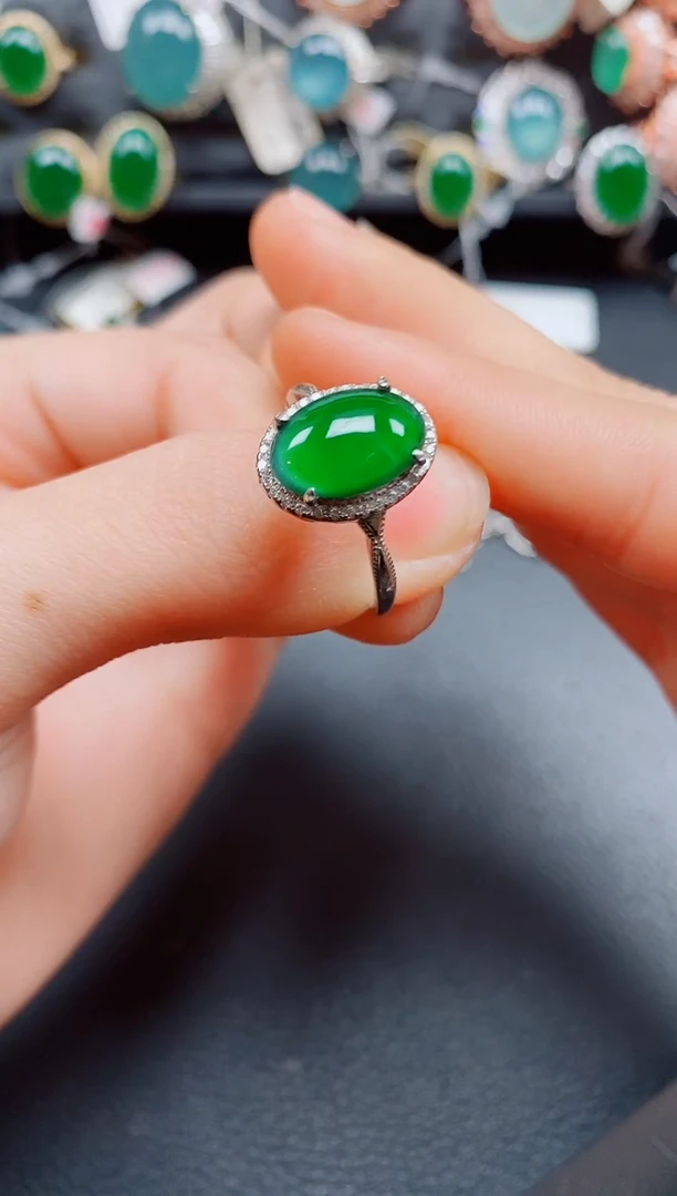 银S925镶嵌戒指翡翠翡翠
