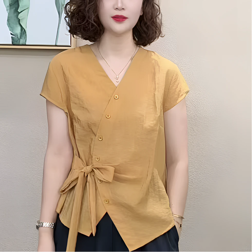 夏季女士新款时尚洋气百搭减龄显瘦女短袖气质T恤上衣#568028