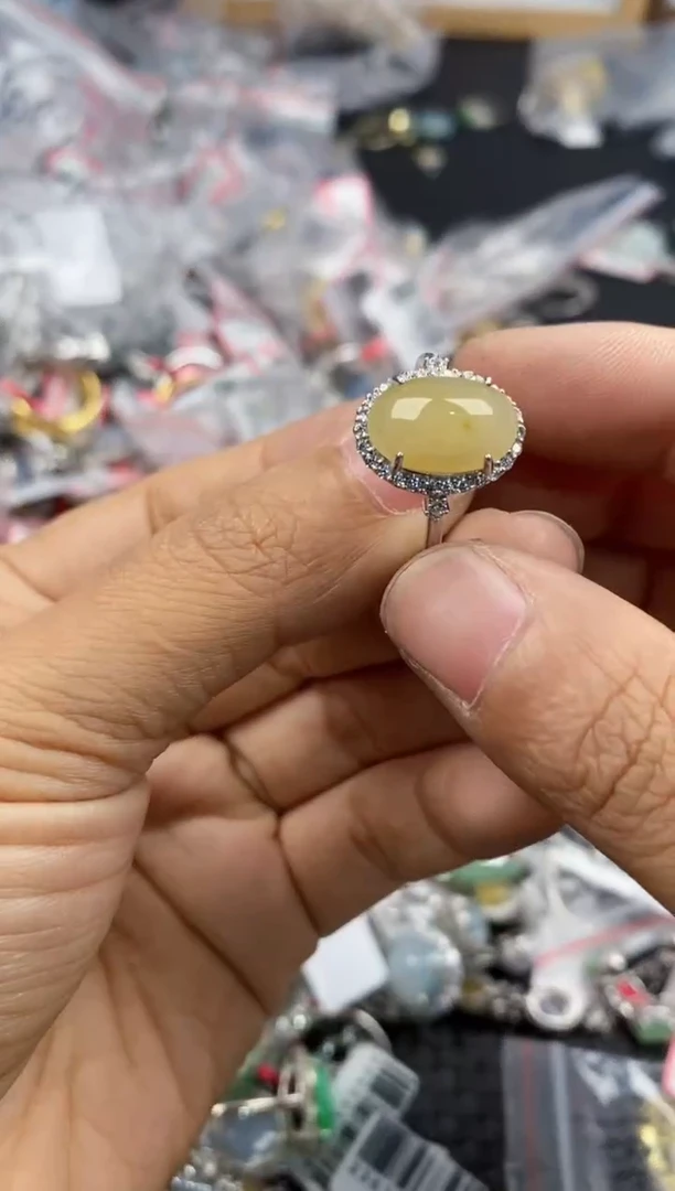 银S925镶嵌戒指翡翠12              4