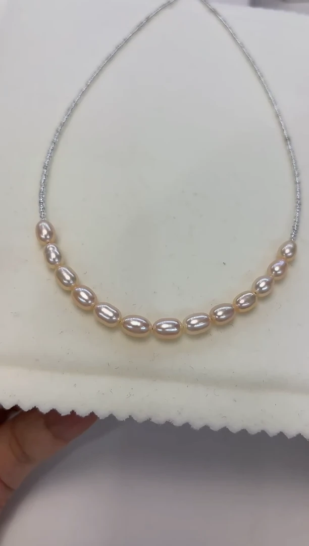 淡水珍珠银S925镶嵌颈饰长*福利