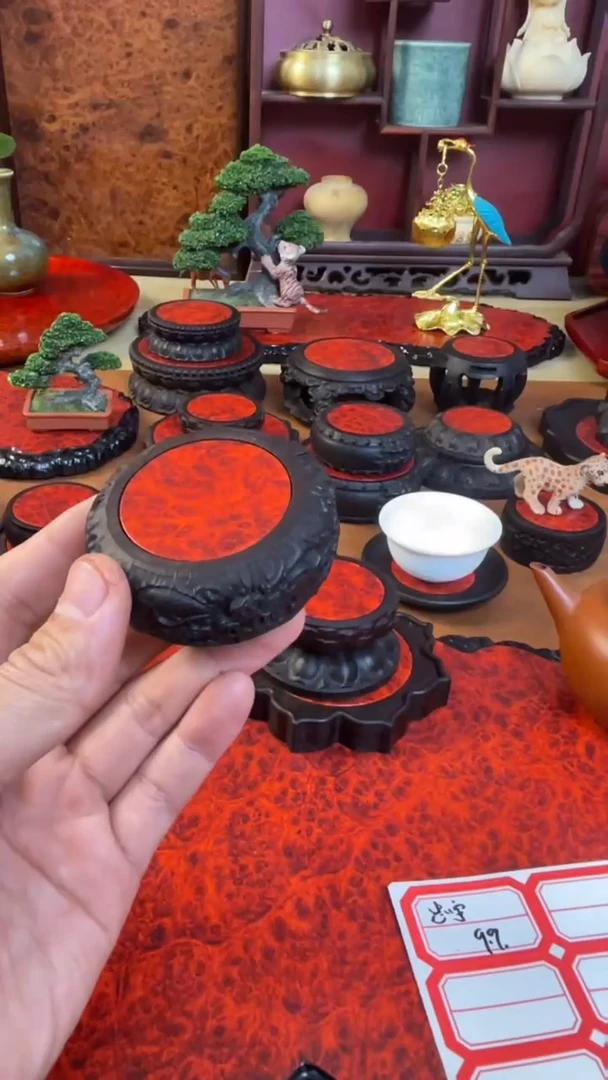 【闪购商品】东非黑黄檀（紫光檀）木艺双龙盖置