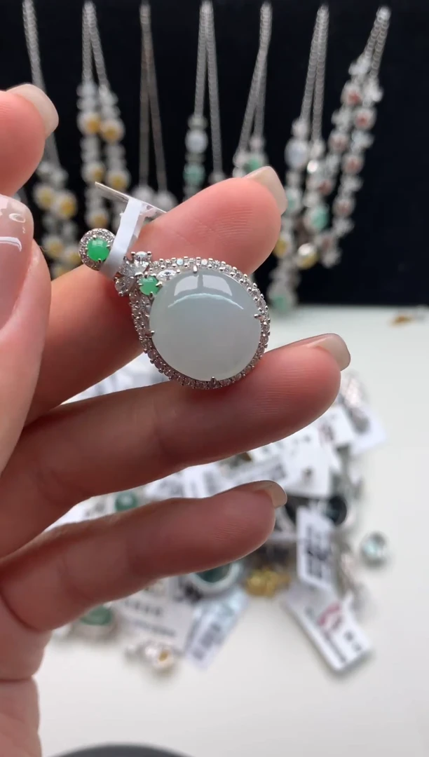 翡翠银S925镶嵌吊坠(不含链)564
