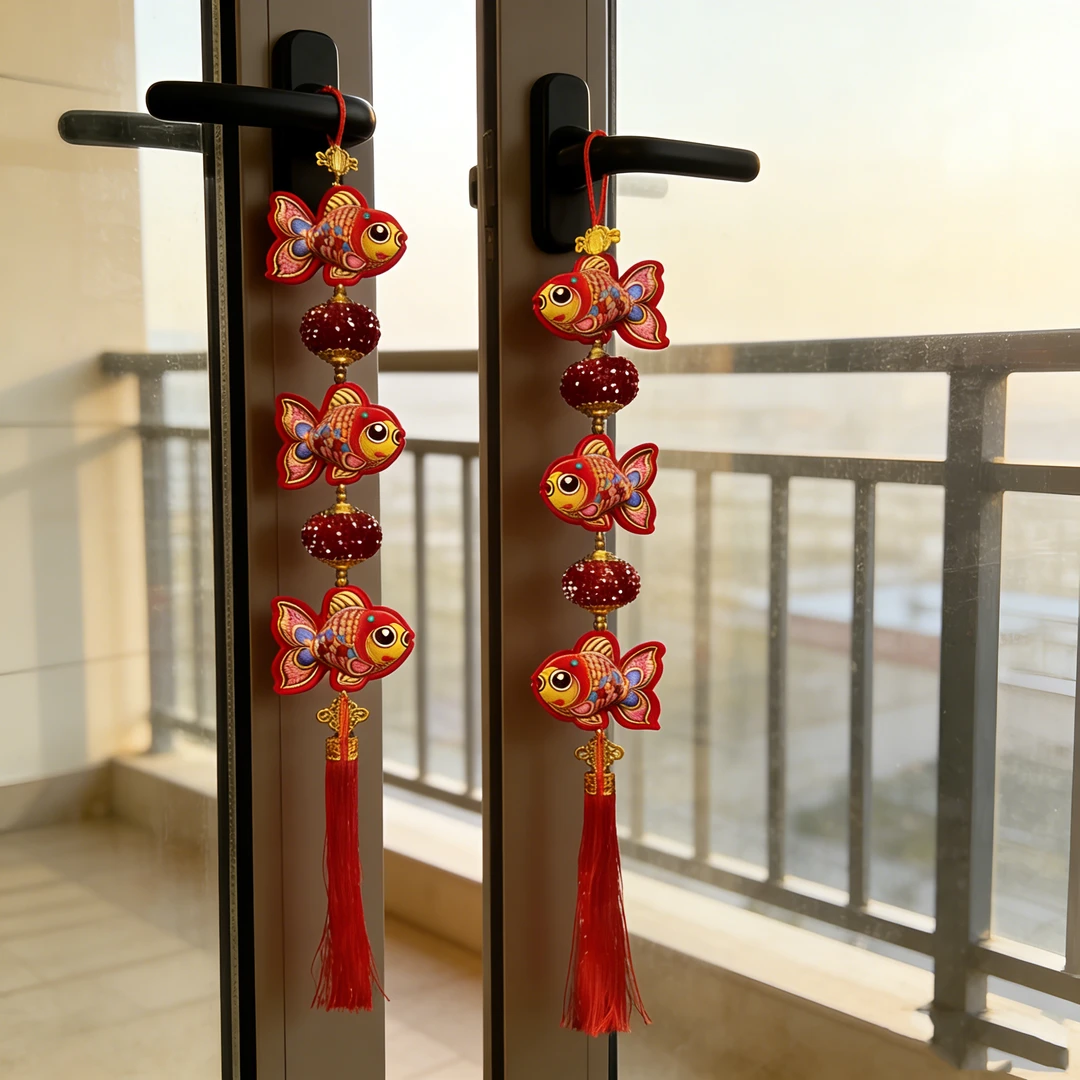 双鱼五连串新款挂饰居家乔迁客厅喜庆装饰