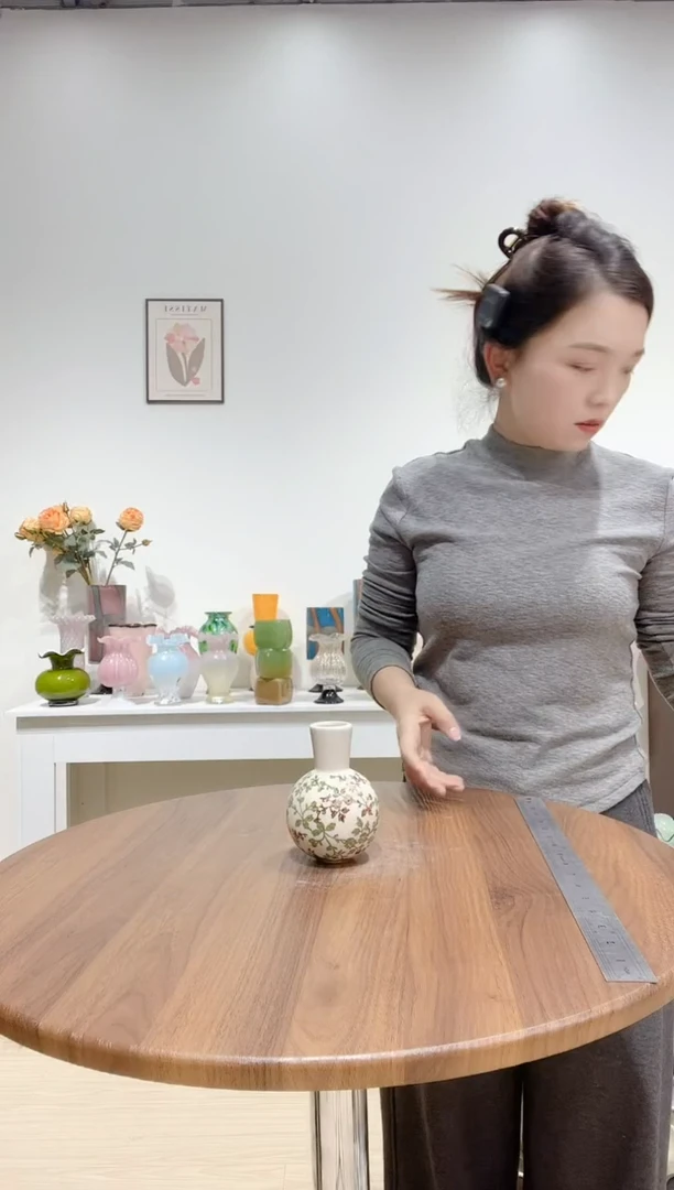 长脖碎花小球园陶瓷花瓶