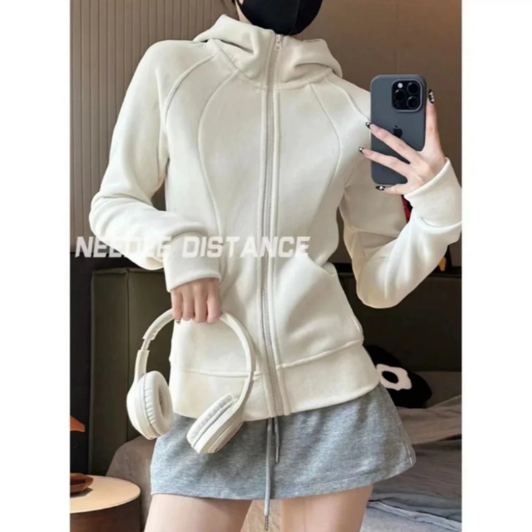 【玲姐定制】秋冬新款时尚百搭加绒卫衣显瘦运动风卫衣开衫