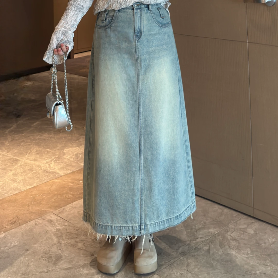 盈盈&南岛风大码女装胖mm春夏高腰巨显瘦中长款牛仔半身裙ZYY416