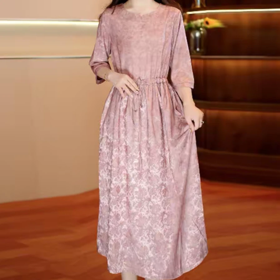 833【三色凤尾】高端订制连衣裙 休闲女士夏季复古宽松