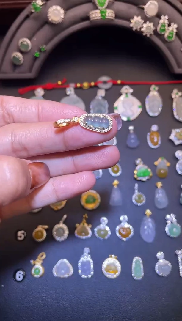 吊坠(不含链)银S925镶嵌翡翠1