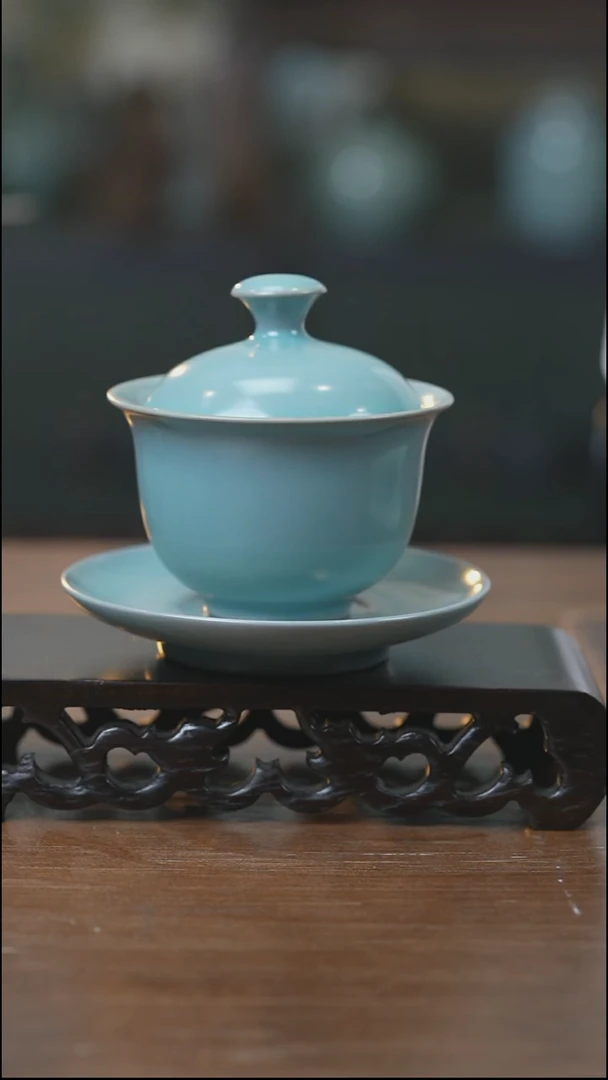 元宝盖碗 汝瓷 （张亚格）（天青）
