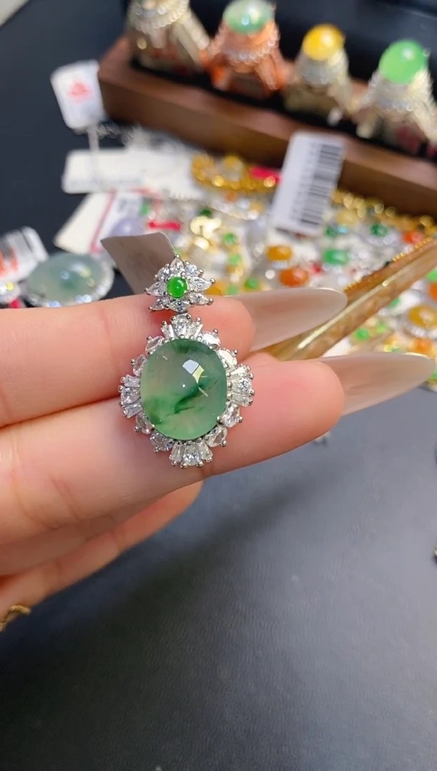 银S925镶嵌戒指翡翠天然