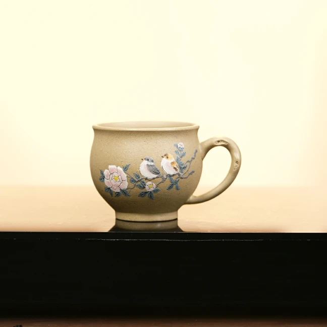 赵掌柜紫砂 本绿浮力杯 泥绘