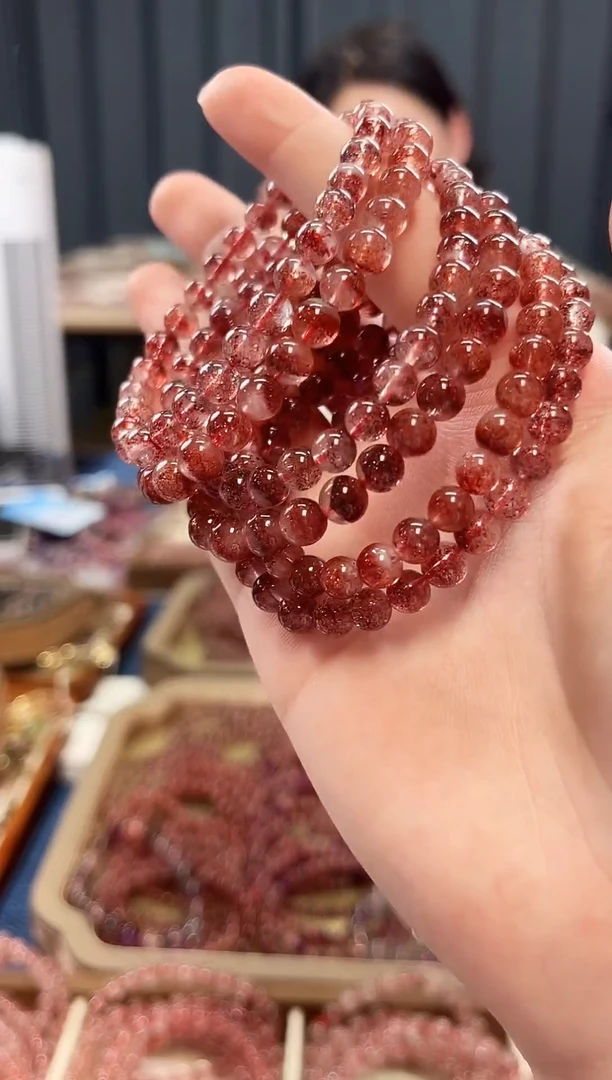 未镶嵌手串水晶金草莓超七单圈手串6mm【多样性发一】