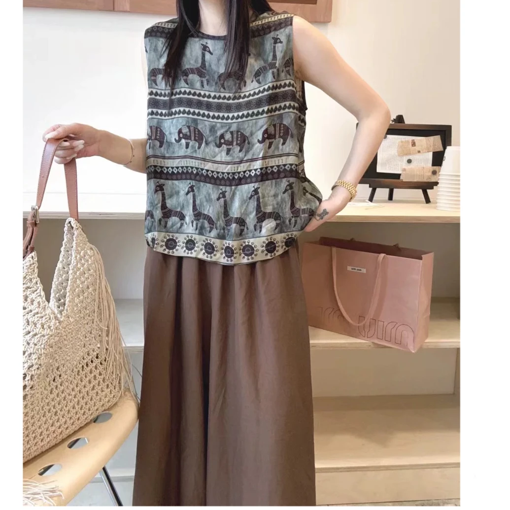 四季通用薄款马夹复古气质套装 H0260