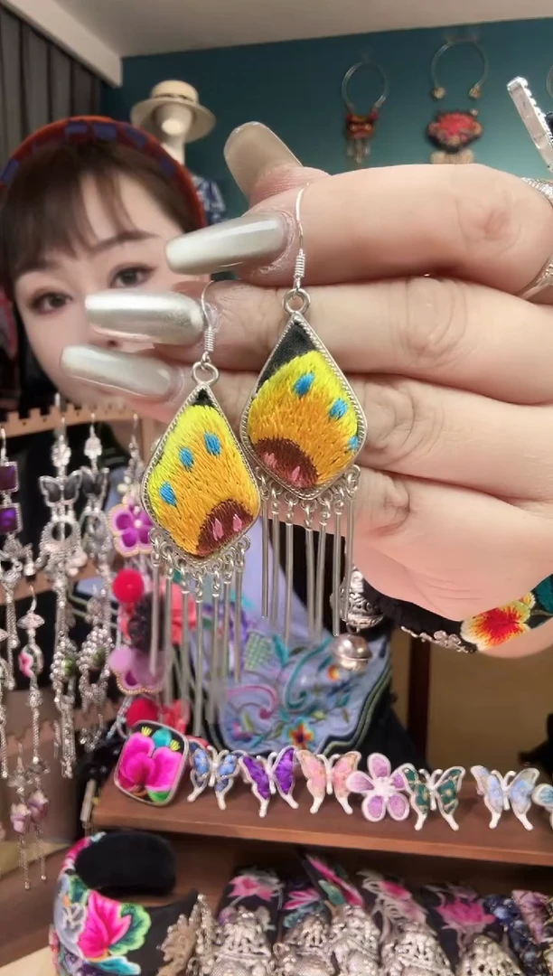 刺绣纯手工民族风刺绣耳环