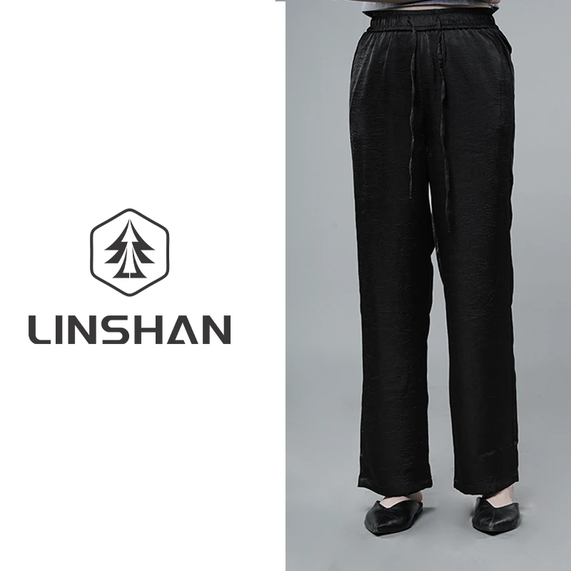 25春季新款窄版阔腿裤黑色D23223702