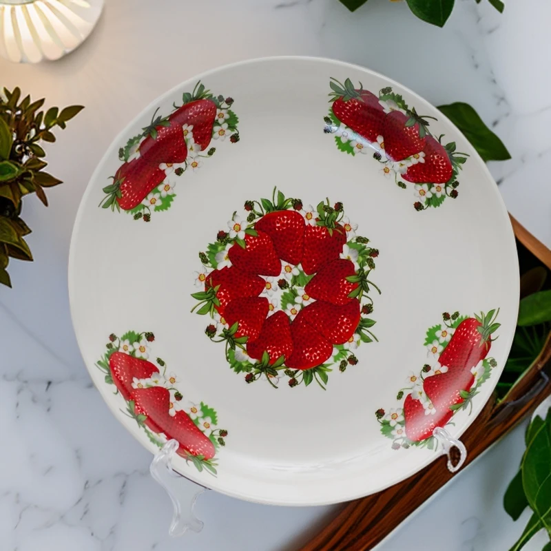 复古家用餐盘欧式盘子陶瓷菜盘圆盘瓷盘防烫手饺子盘大盘鸡