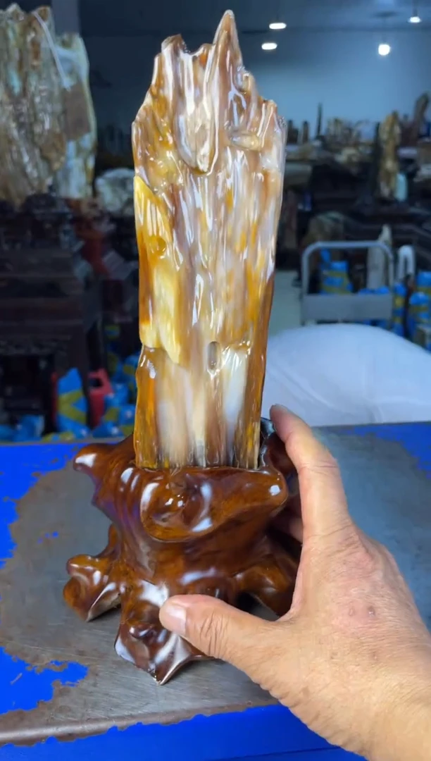 未镶嵌摆件硅化玉8